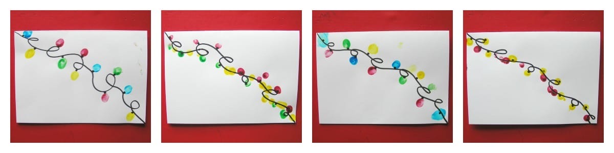 Fingerprint Christmas Lights Card