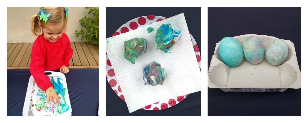 How to make shaving cream dyed easter eggs - Mud Mates Messy Play Blog