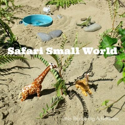Safarir small world play set up in sand