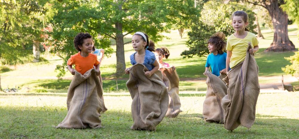Sack races - a fun outdoor picnic game for kids