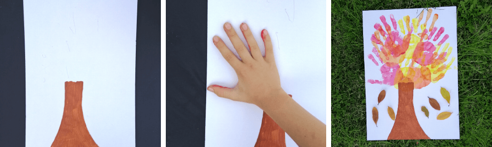 Autumn Crafts: Use your child's handprints to create a pretty autumn tree