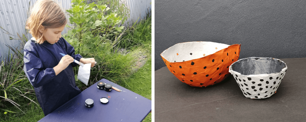 Painting and decorating your paper mache bowls