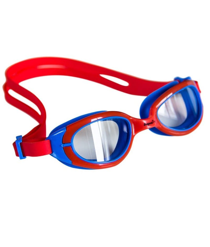 red swimming goggles