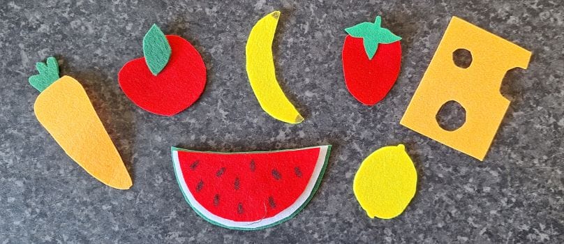 Picnic Crafts for Preschoolers - fruit and vegetables cut out of felt