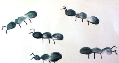 Picnic Crafts for Preschoolers - thumbprint ants