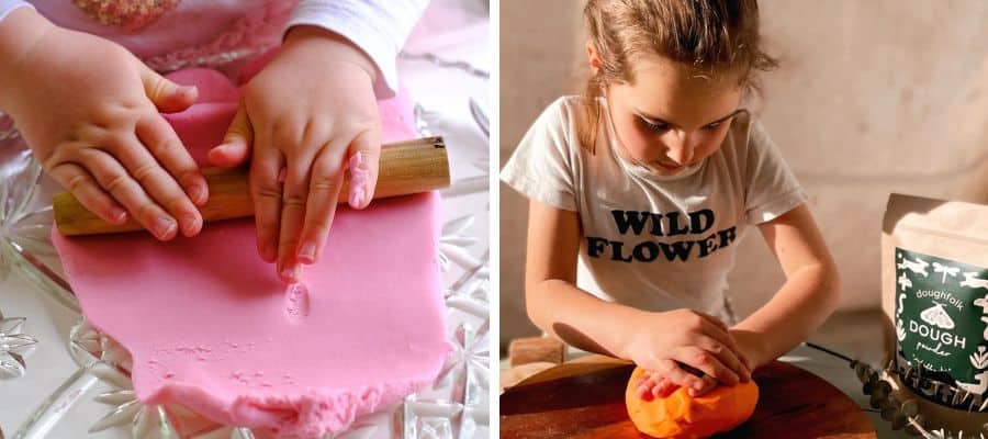 Young children playing with playdough